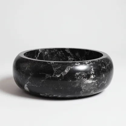 Lavabo - marbre naturel - 47x47x16 cm - noir marbré - design contemporain-Styleero