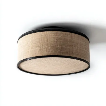 Plafonnier - Métal - Tissu - Acrylique - 33x33x12 cm - Noir-Beige - Moderne-Styleero