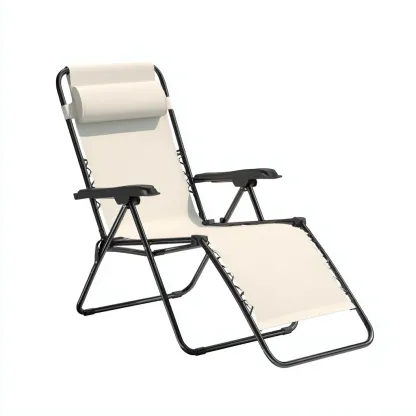 Chaise longue - métal-textile - 182x65x94 cm - beige-noir - style ergonomique-Styleero