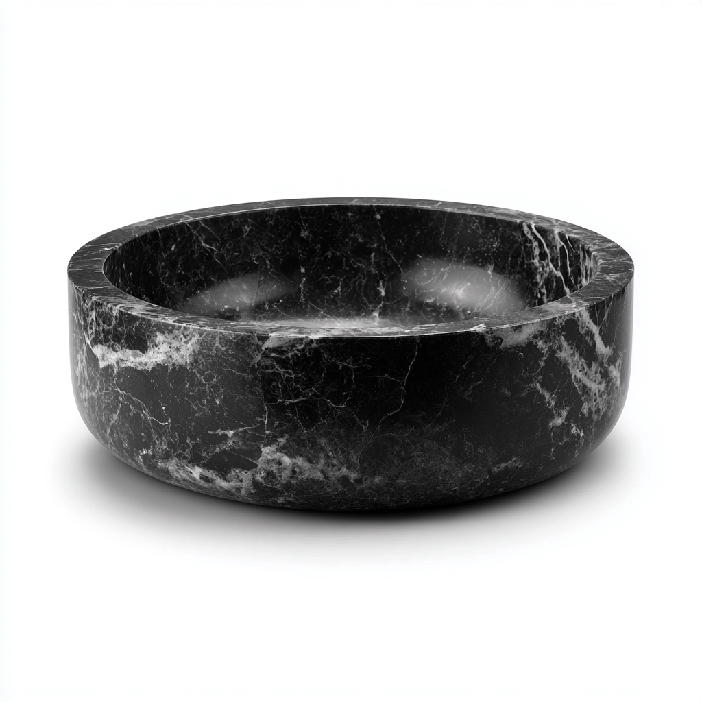 Lavabo - marbre naturel - 45x45x15 cm - noir marbré - design contemporain-Styleero