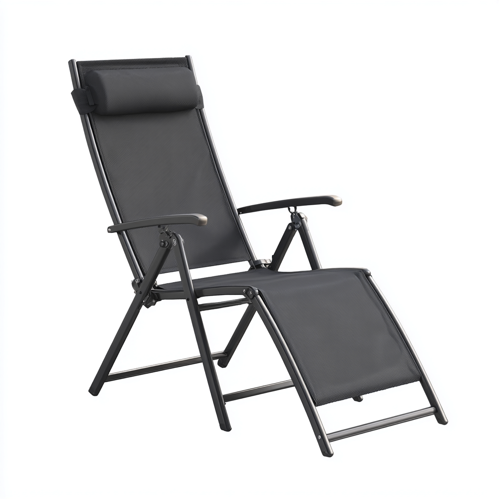 Chaise longue - acier-textilène - 184x57x101 cm - noir - style moderne-Styleero