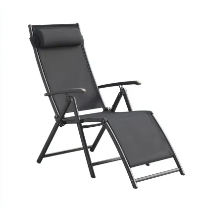 Chaise longue - acier-textilène - 184x57x101 cm - noir - style moderne-Styleero