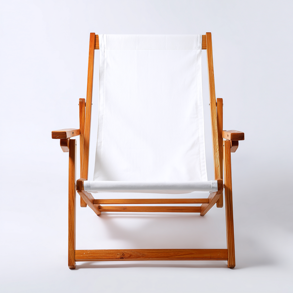 Chaise longue - bois-textile - 113x60x93 cm - blanc-miel - style naturel-Styleero