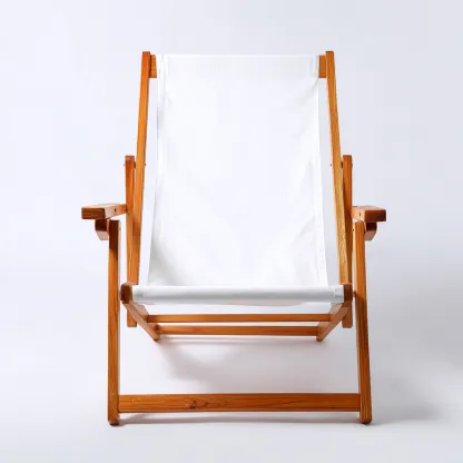 Chaise longue - bois-textile - 113x60x93 cm - blanc-miel - style naturel-Styleero