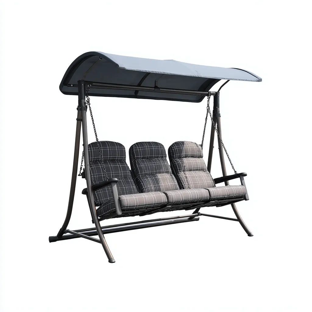 Chaise suspendue-métal-tissu-208x138x174 cm-gris-noir-style extérieur-Styleero