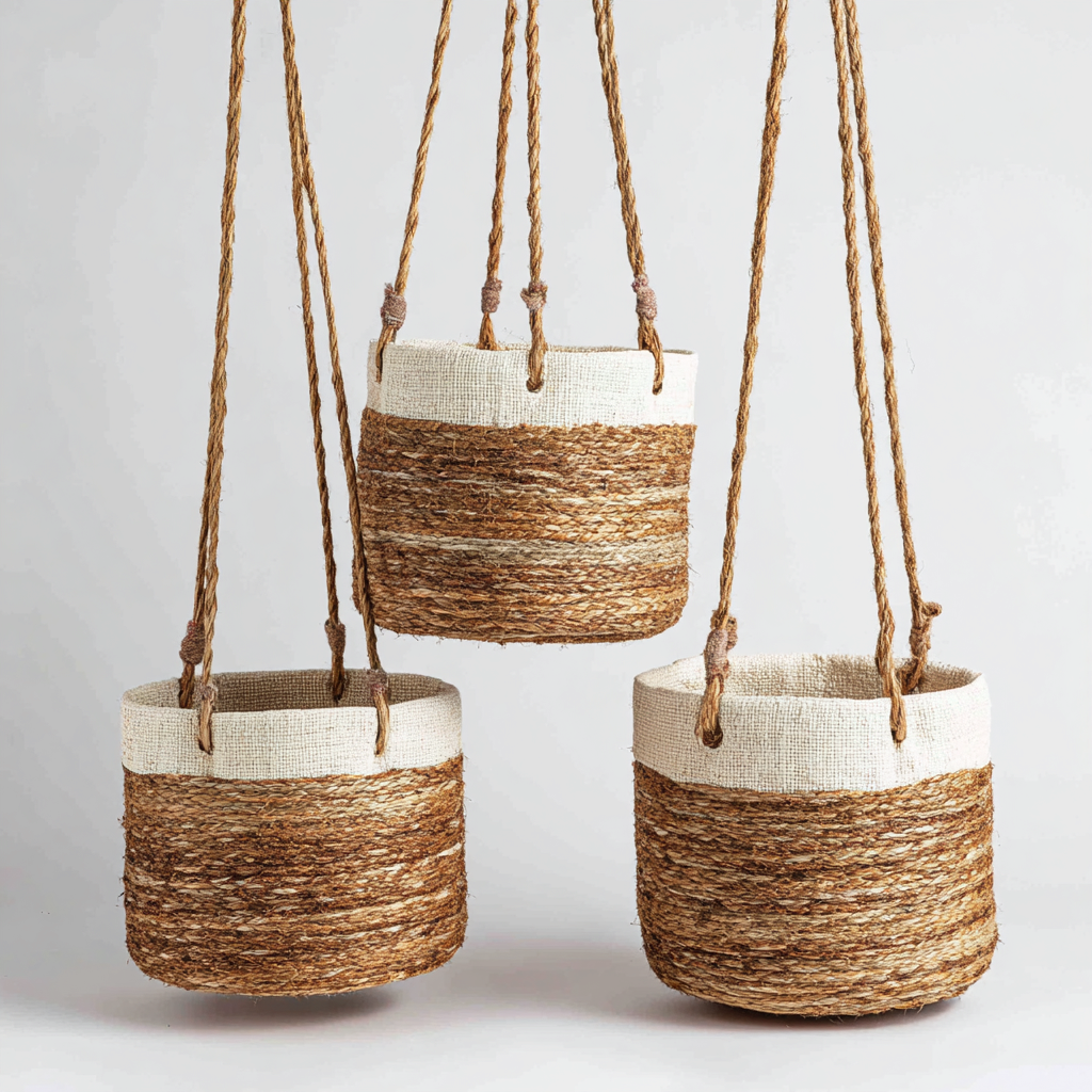 Pots-paille-25x25x27cm - 20x20x23cm - 16x16x19cm-blanc-marron-design naturel-Styleero