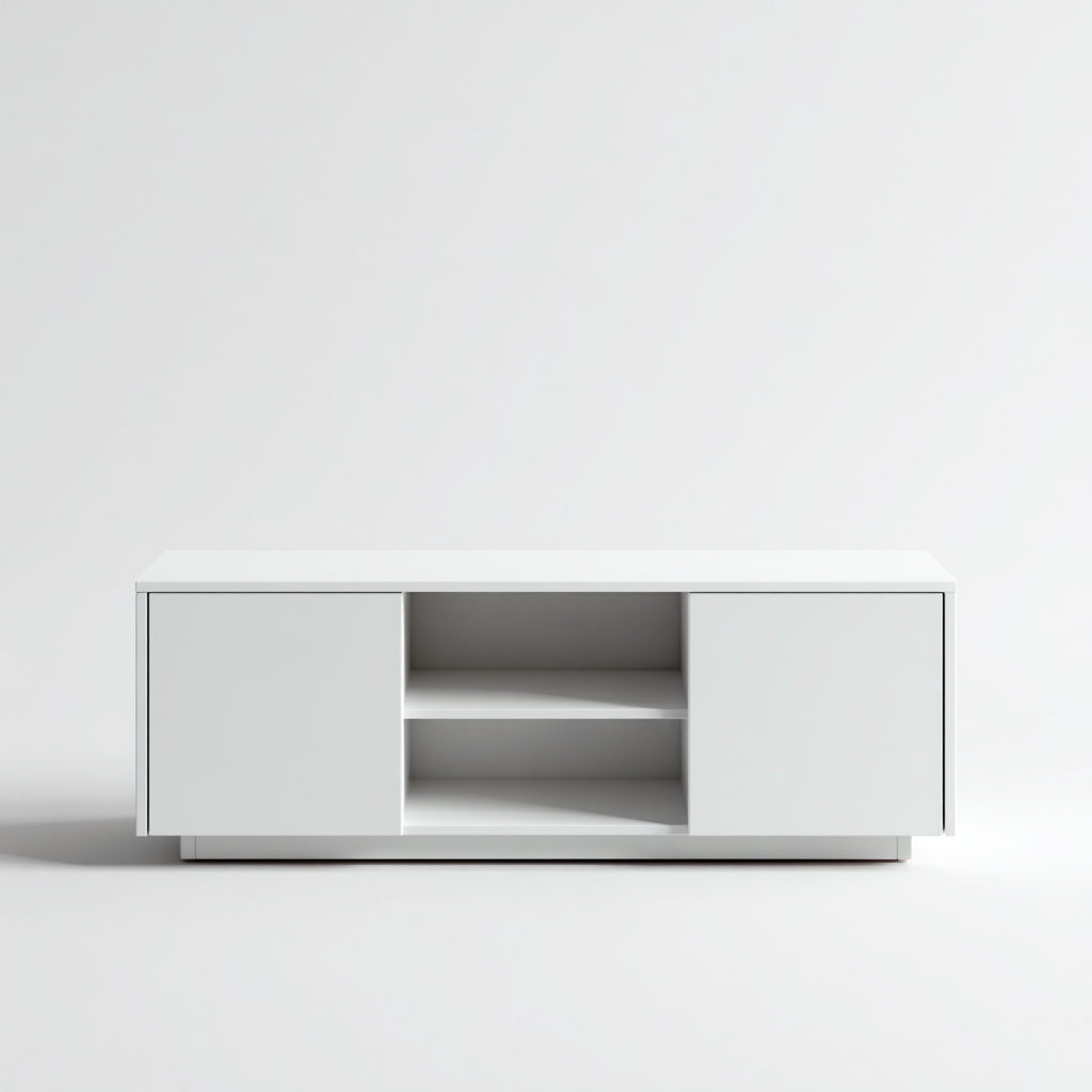 Meuble TV - MDF - 158x41x54 cm - Blanc - style moderne-Styleero