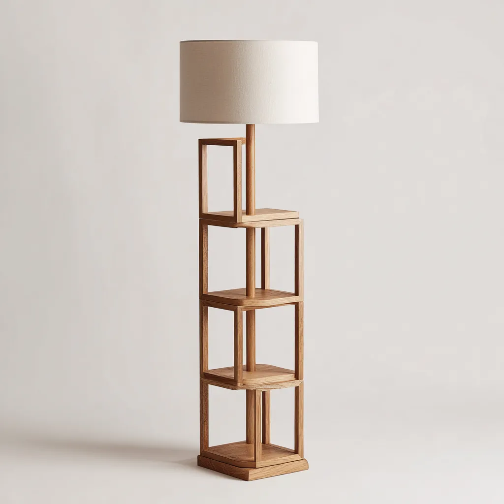 Lampadaire-bois-tissu-39x39x172 cm-chene-blanc-moderne-Styleero