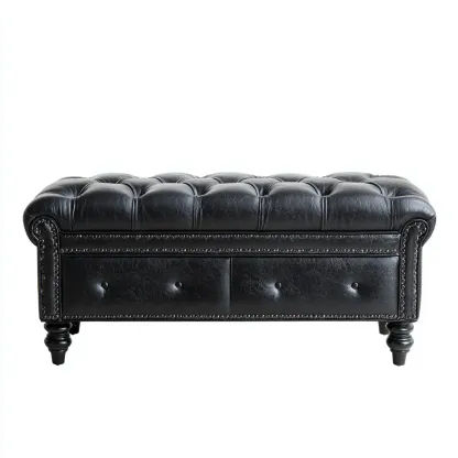 Banc d'entrée - cuir - 110x45x45 cm - noir - style classique-Styleero