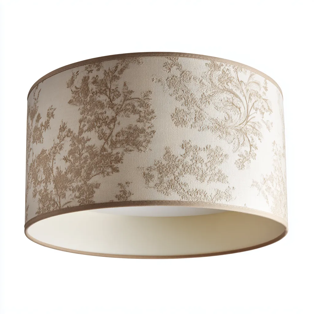 Plafonnier - Tissu - Métal - 38x38x18 cm - Beige - Classique-Styleero