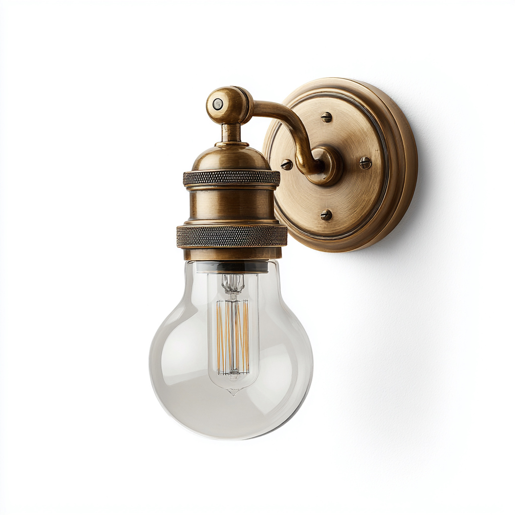 Applique murale-Métal-Verre-15x12x24 cm-Laiton-Transparent-Style industriel-Styleero