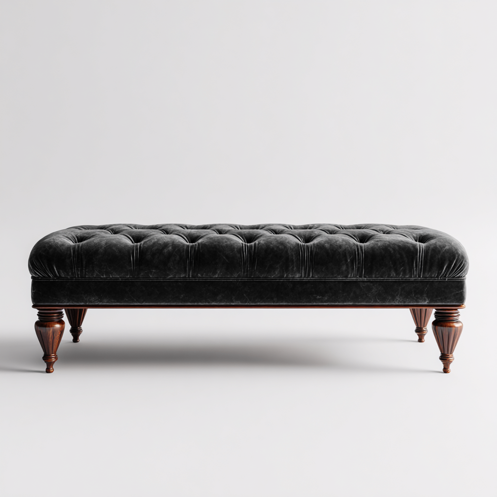 Banc d'entrée - velours - 110x40x45 cm - noir - style classique-Styleero