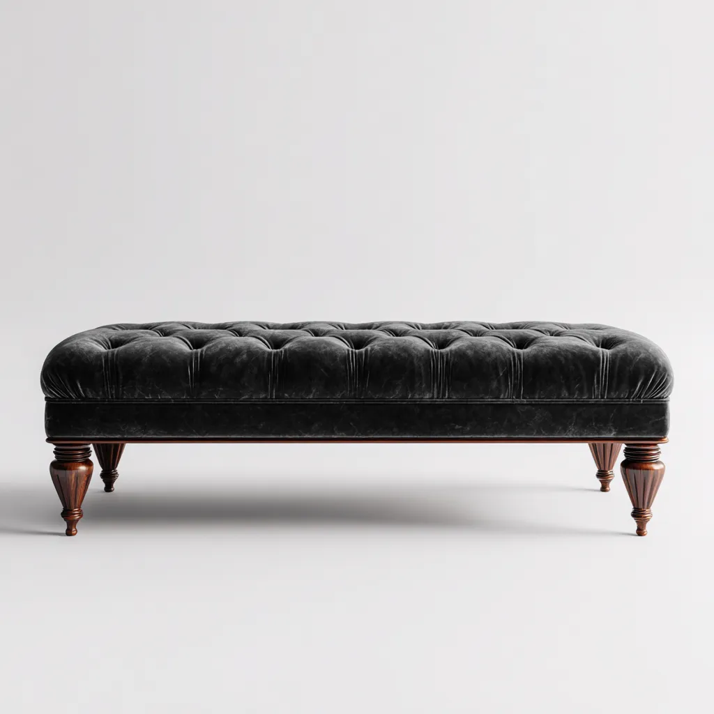 Banc d'entrée - velours - 110x40x45 cm - noir - style classique-Styleero