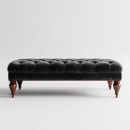 Banc d'entrée - velours - 110x40x45 cm - noir - style classique-Styleero
