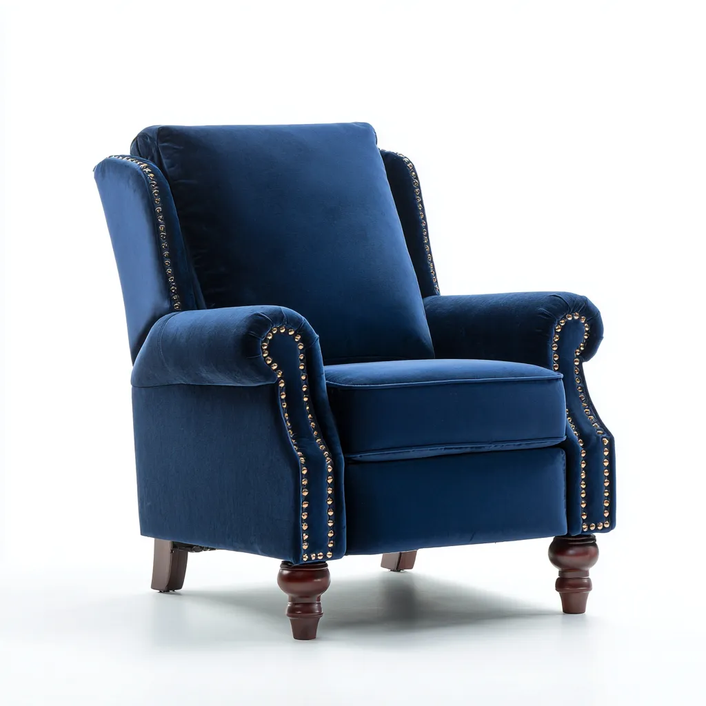 Fauteuil relax-velours-100x94x112 cm-bleu-design classique-Styleero