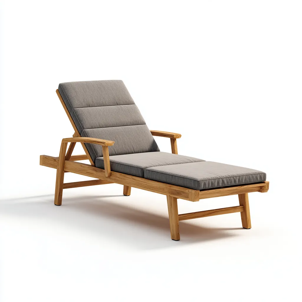 Chaise longue - bois-textile - 188x71x89 cm - gris-miel - style naturel-Styleero