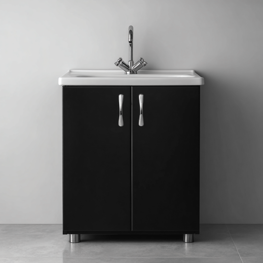 Meuble vasque-bois-74x44x86 cm-noir-design contemporain-Styleero