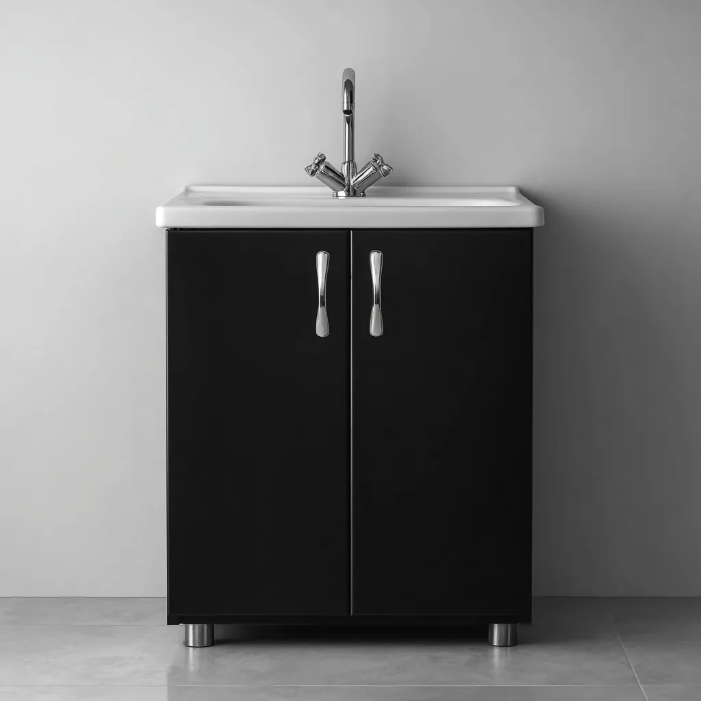 Meuble vasque-bois-74x44x86 cm-noir-design contemporain-Styleero