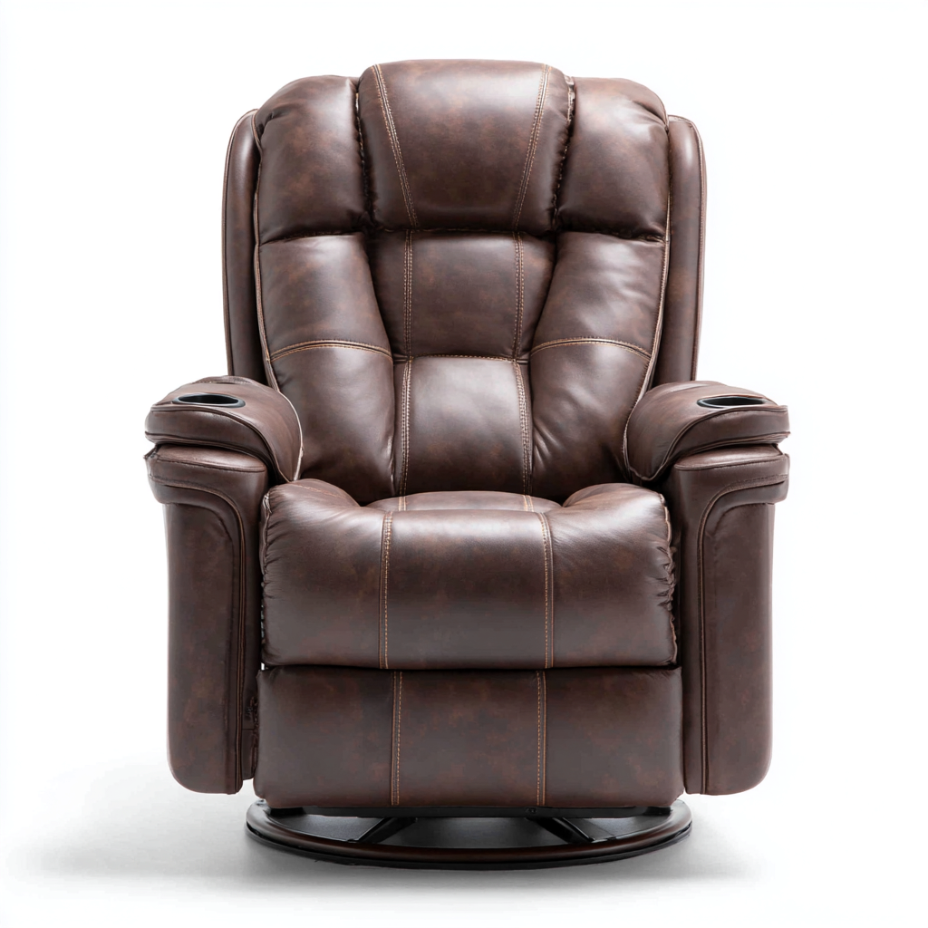 Fauteuil relax-similicuir-106x100x116 cm-marron-design contemporain-Styleero
