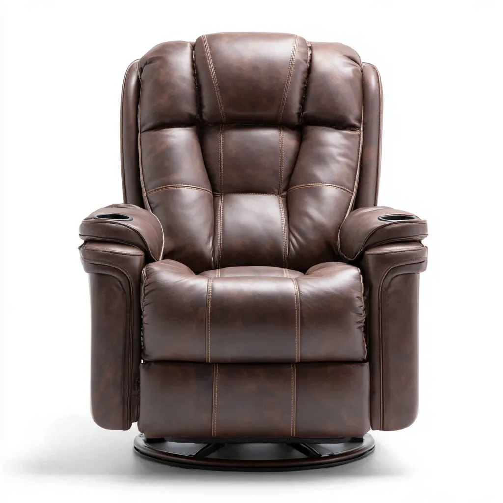 Fauteuil relax-similicuir-106x100x116 cm-marron-design contemporain-Styleero