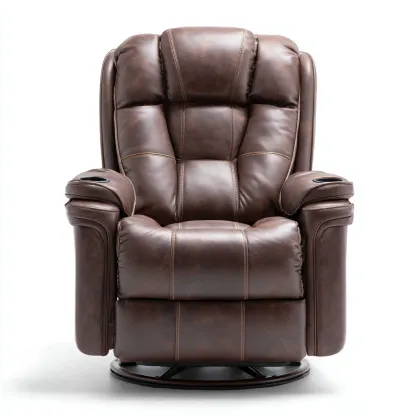 Fauteuil relax-similicuir-106x100x116 cm-marron-design contemporain-Styleero