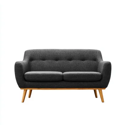 Canapé 2 places-tissu-mousse-165x82x83 cm-gris foncé-design scandinave-Styleero