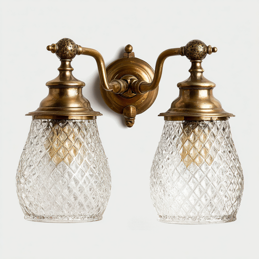 Applique murale-Métal-Verre-26x15x30 cm-Laiton-Transparent-Style classique-Styleero