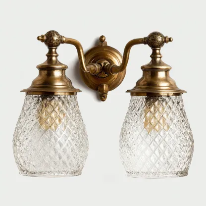 Applique murale-Métal-Verre-26x15x30 cm-Laiton-Transparent-Style classique-Styleero