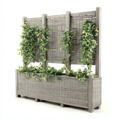 Pots et supports de plantes-bois-rotin-152x42x178 cm-gris-style naturel-Styleero