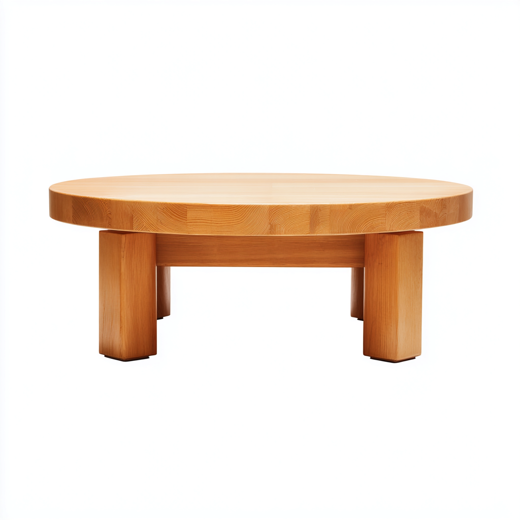 Table basse - bois-massif - 95x95x38 cm - bois clair - style minimaliste-Styleero