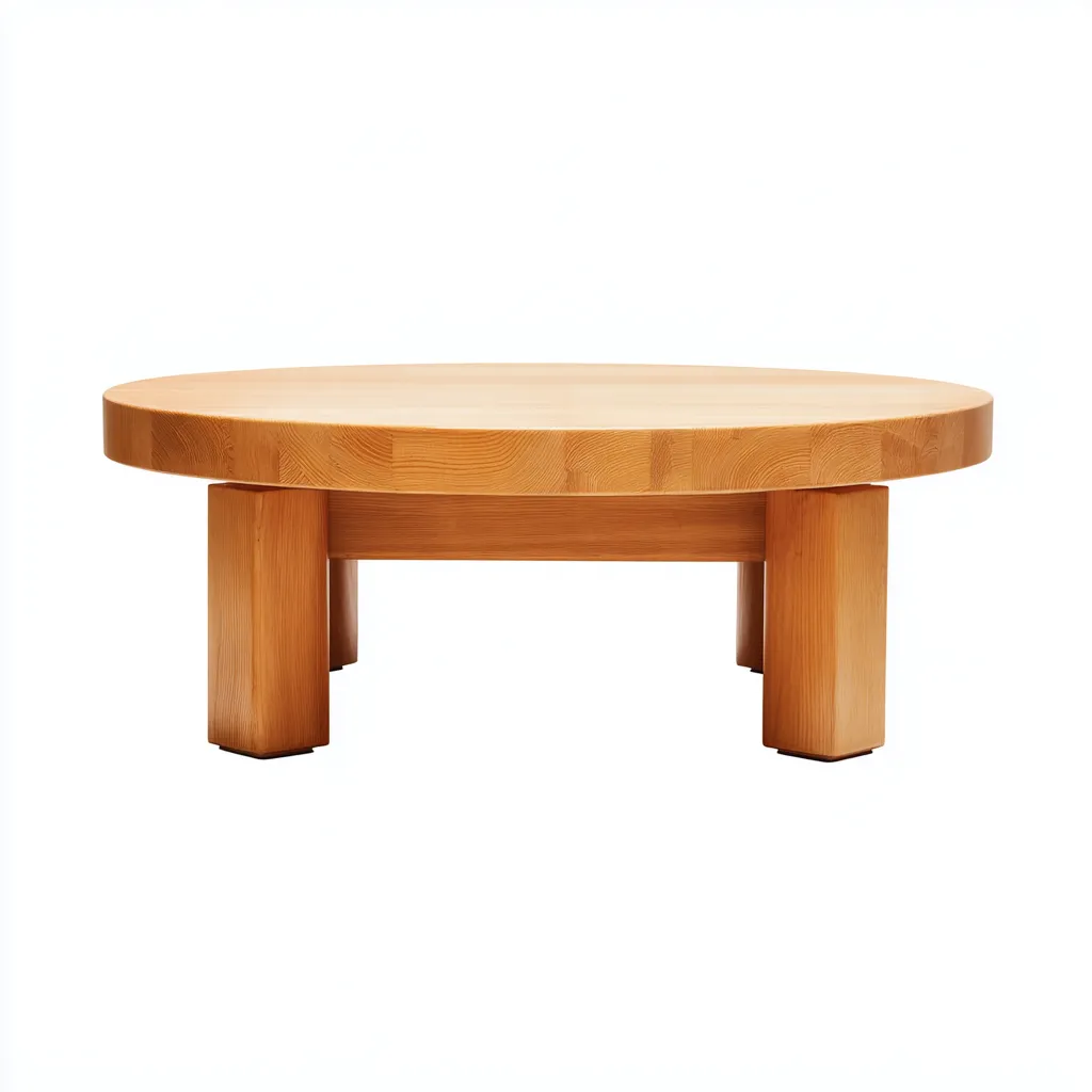 Table basse - bois-massif - 95x95x38 cm - bois clair - style minimaliste-Styleero