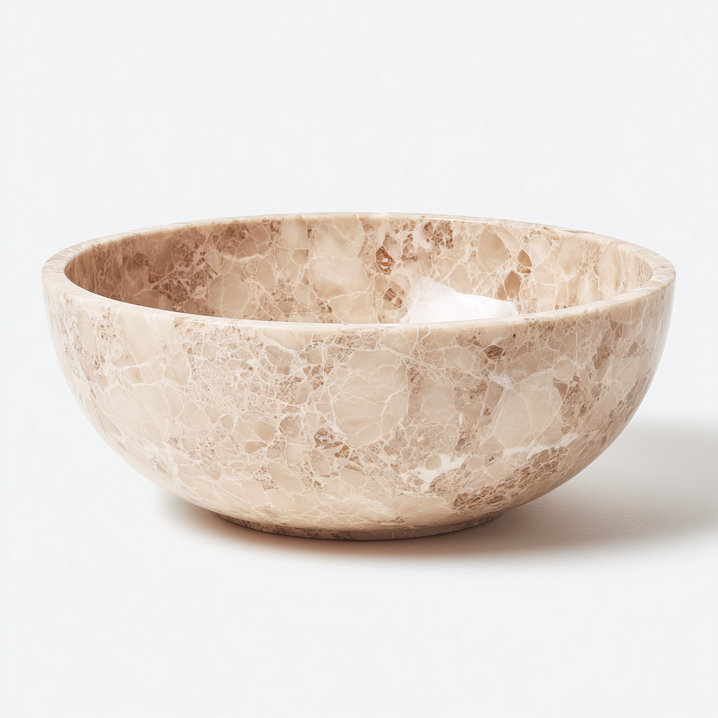 Lavabo - pierre naturelle - 36x36x14 cm - beige marbré - style contemporain-Styleero