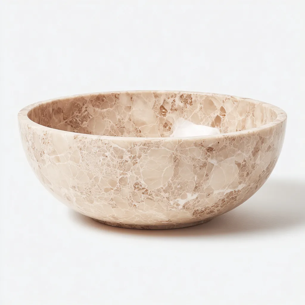 Lavabo - pierre naturelle - 36x36x14 cm - beige marbré - style contemporain-Styleero