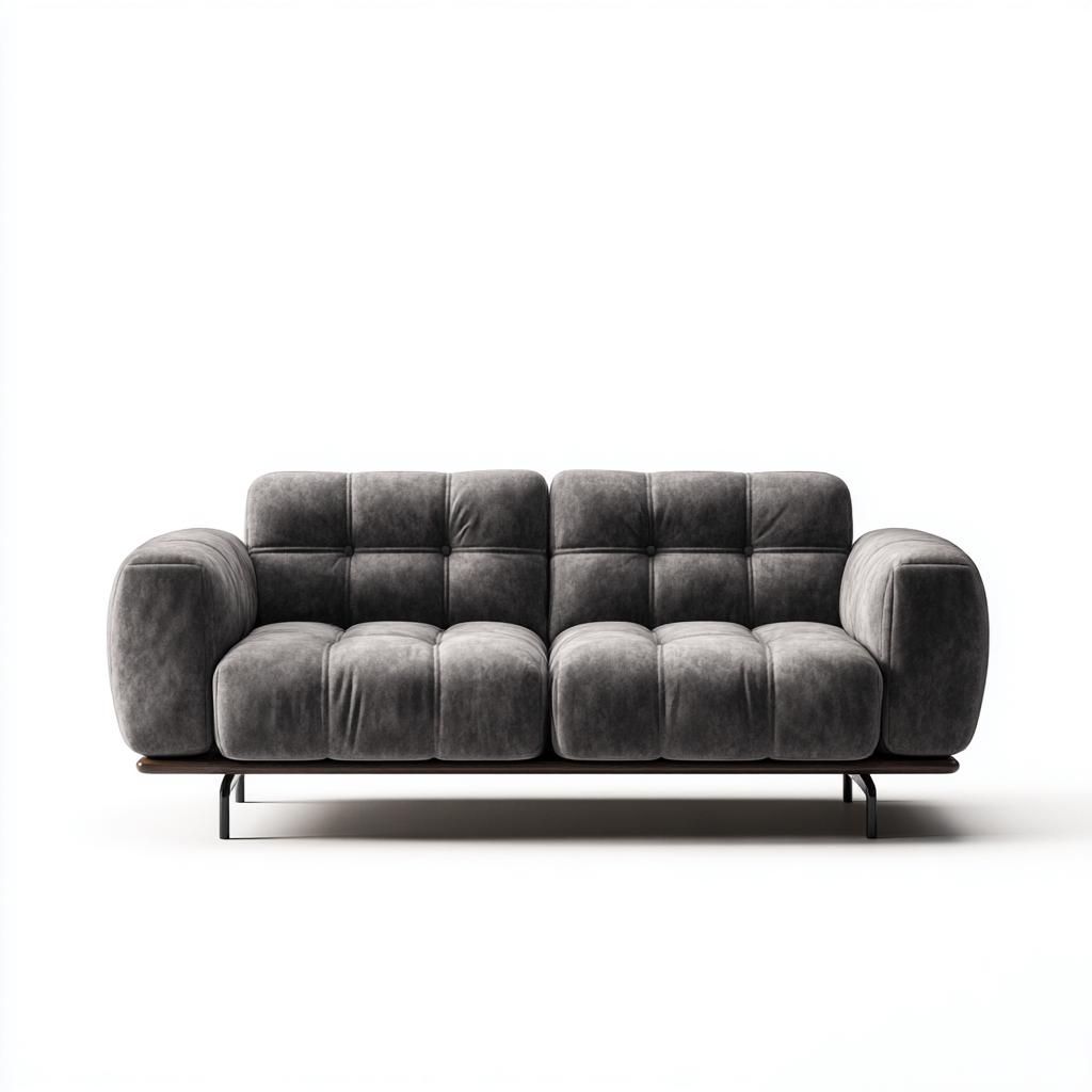 Canapé 2 places-tissu velours-mousse-168x92x82 cm-gris-style moderne-Styleero