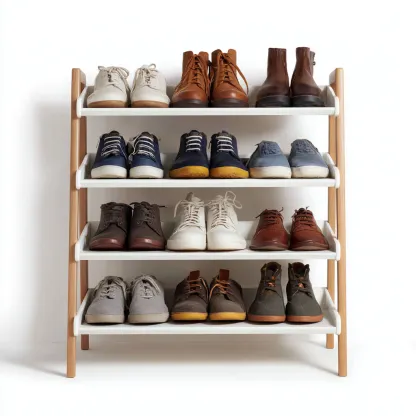 Meuble a chaussures-bois-metal-75x30x92 cm-blanc-bois naturel-style moderne-Styleero