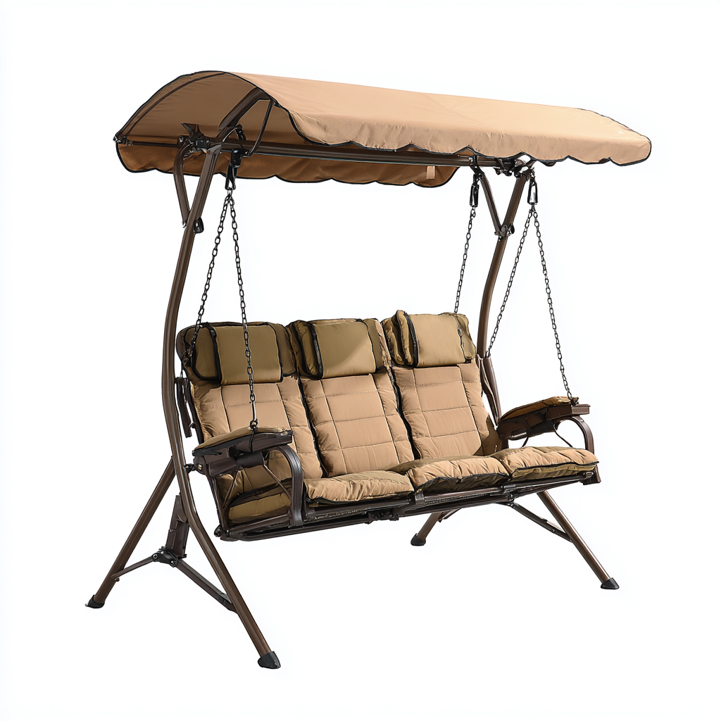 Chaise suspendue-métal-tissu-209x139x176 cm-sable-style extérieur-Styleero