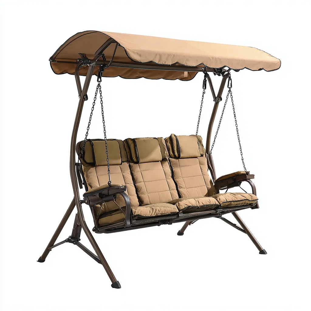 Chaise suspendue-métal-tissu-209x139x176 cm-sable-style extérieur-Styleero