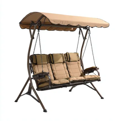 Chaise suspendue-métal-tissu-209x139x176 cm-sable-style extérieur-Styleero