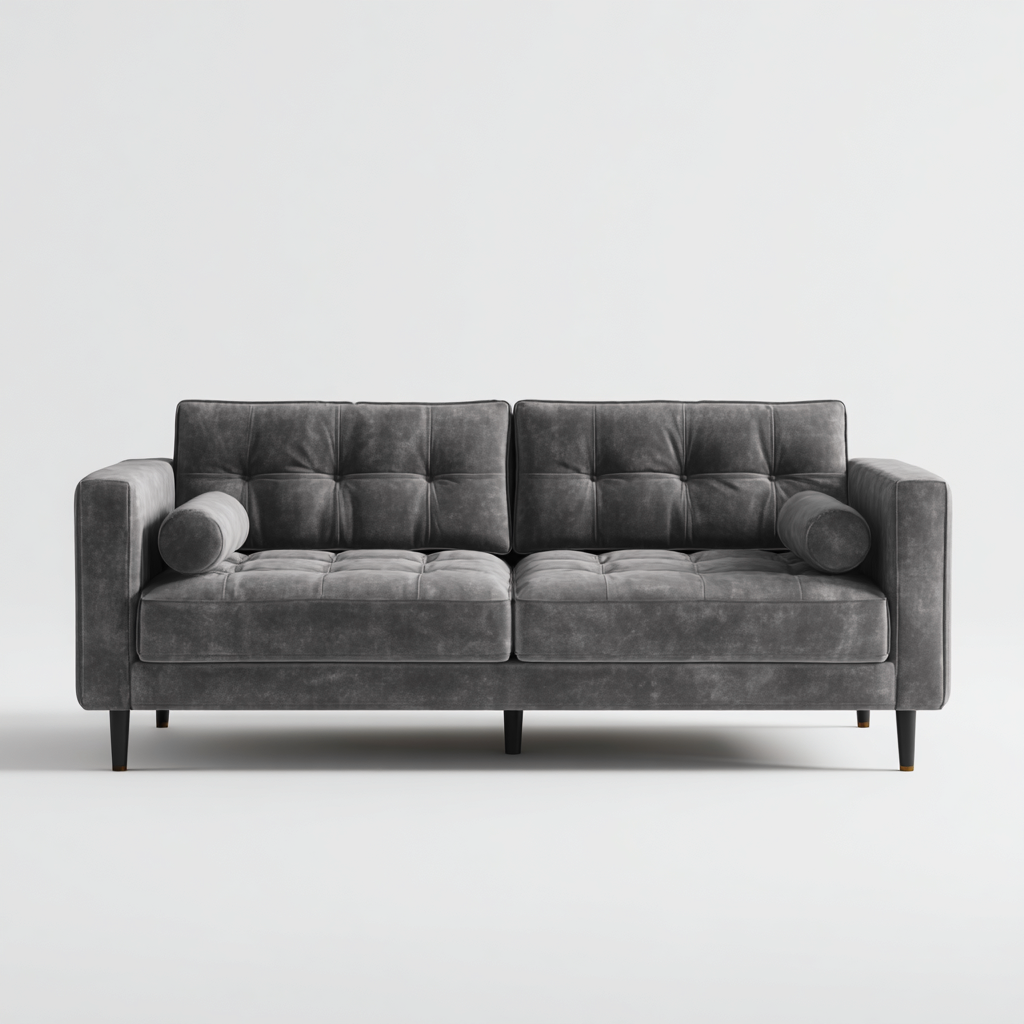 Canapé 2 places-tissu velours-mousse-176x88x87 cm-gris-style moderne-Styleero