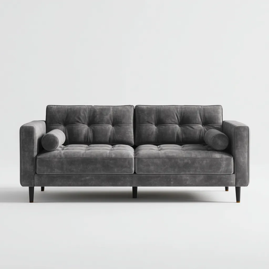 Canapé 2 places-tissu velours-mousse-176x88x87 cm-gris-style moderne-Styleero