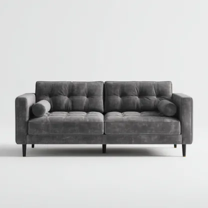 Canapé 2 places-tissu velours-mousse-176x88x87 cm-gris-style moderne-Styleero