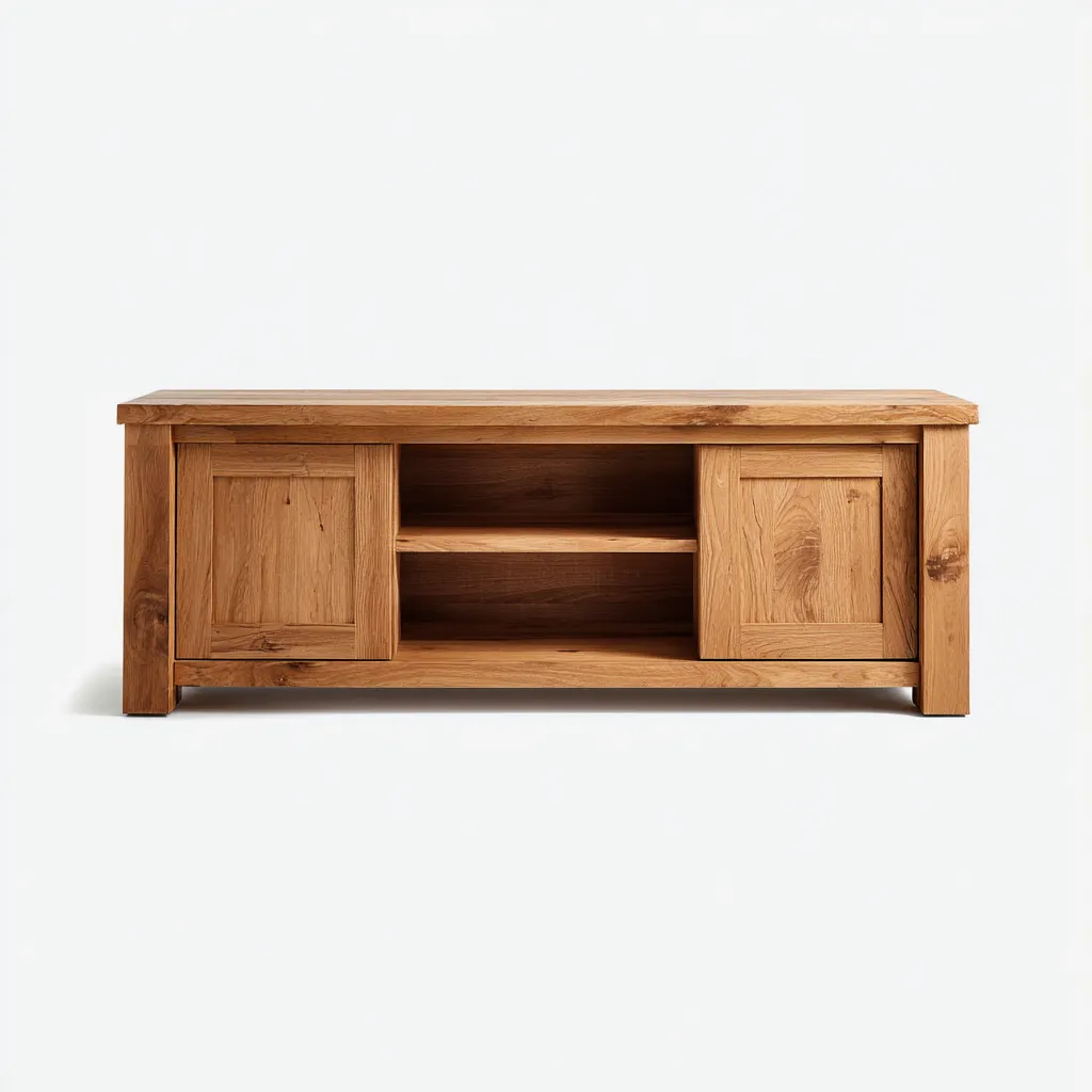 Meuble TV - chêne-massif - 155x44x53 cm - Bois naturel - style rustique-Styleero