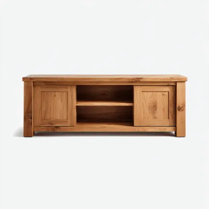 Meuble TV - chêne-massif - 155x44x53 cm - Bois naturel - style rustique-Styleero