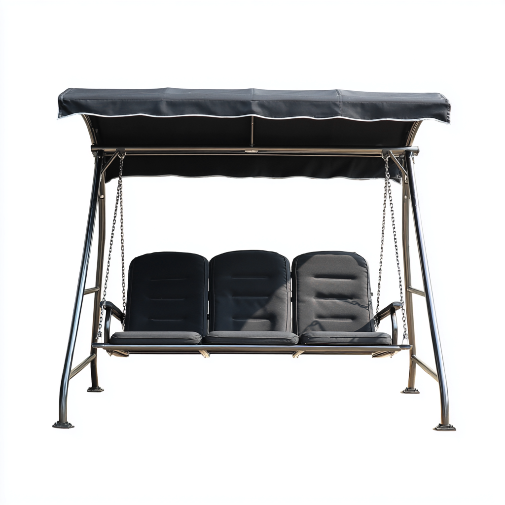 Chaise suspendue - métal-tissu - 196x132x173 cm - noir - moderne-Styleero