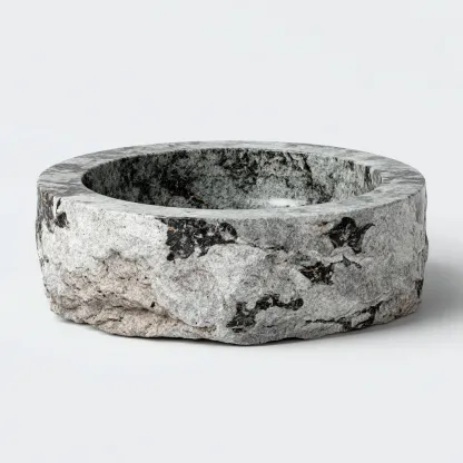 Lavabo - pierre naturelle - 40x40x15 cm - gris - style rustique-Styleero