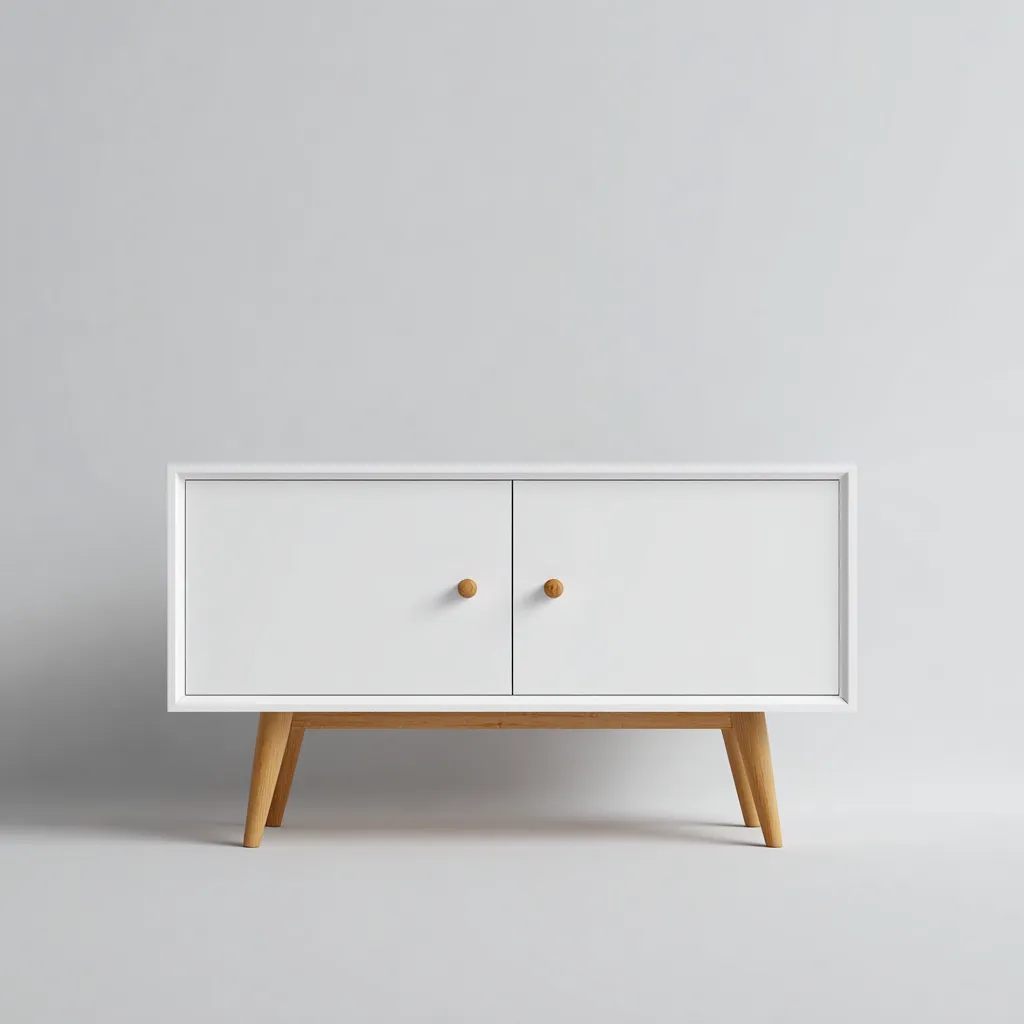 Meuble TV-bois-MDF-115x35x49 cm-blanc-bois naturel-design scandinave-Styleero