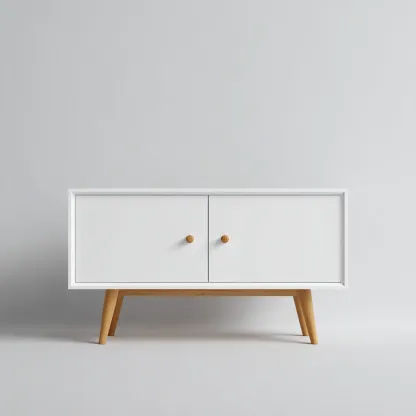Meuble TV-bois-MDF-115x35x49 cm-blanc-bois naturel-design scandinave-Styleero