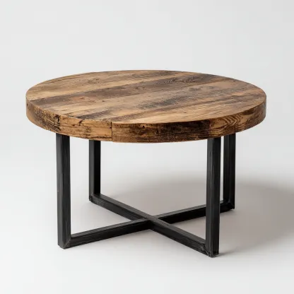 Table basse - bois-métal - 92x92x45 cm - brun-noir - style industriel-Styleero