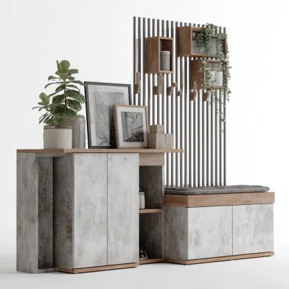 Porte manteau-bois-mdf-métal-156x42x178 cm-gris-bois-nordique-Styleero