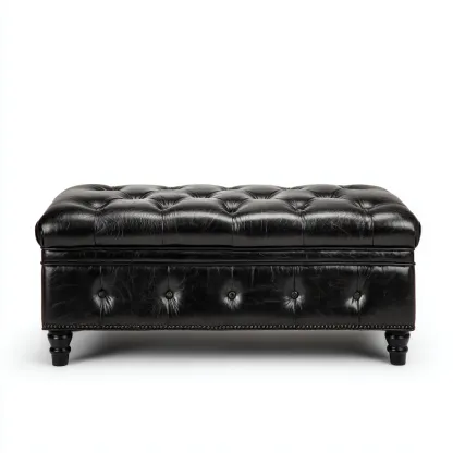 Banc d'entrée - cuir - 110x45x45 cm - noir - style classique-Styleero